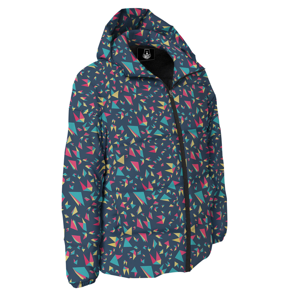 Origami Crane Colorful Print Pattern Down Jacket-grizzshop