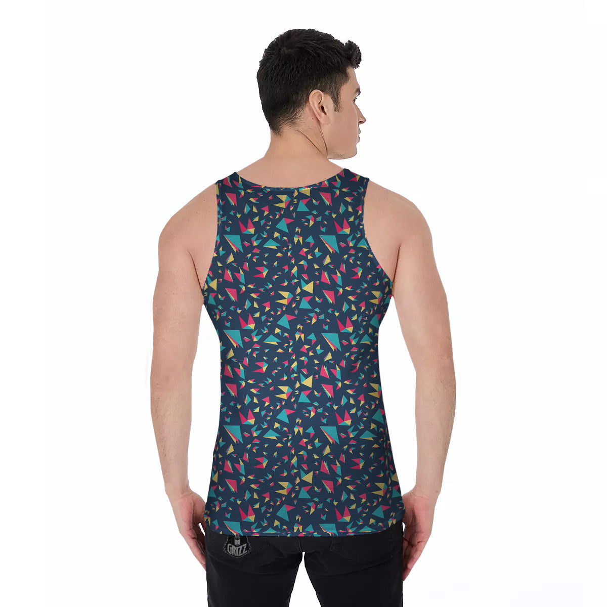 Origami Crane Colorful Print Pattern Men's Tank Top-grizzshop