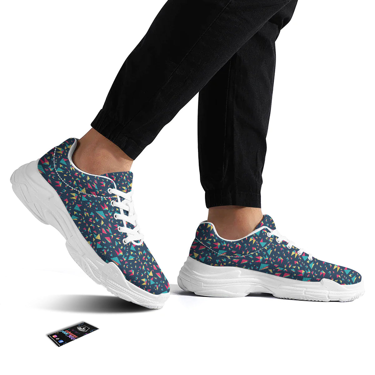 Origami Crane Colorful Print Pattern White Chunky Shoes-grizzshop