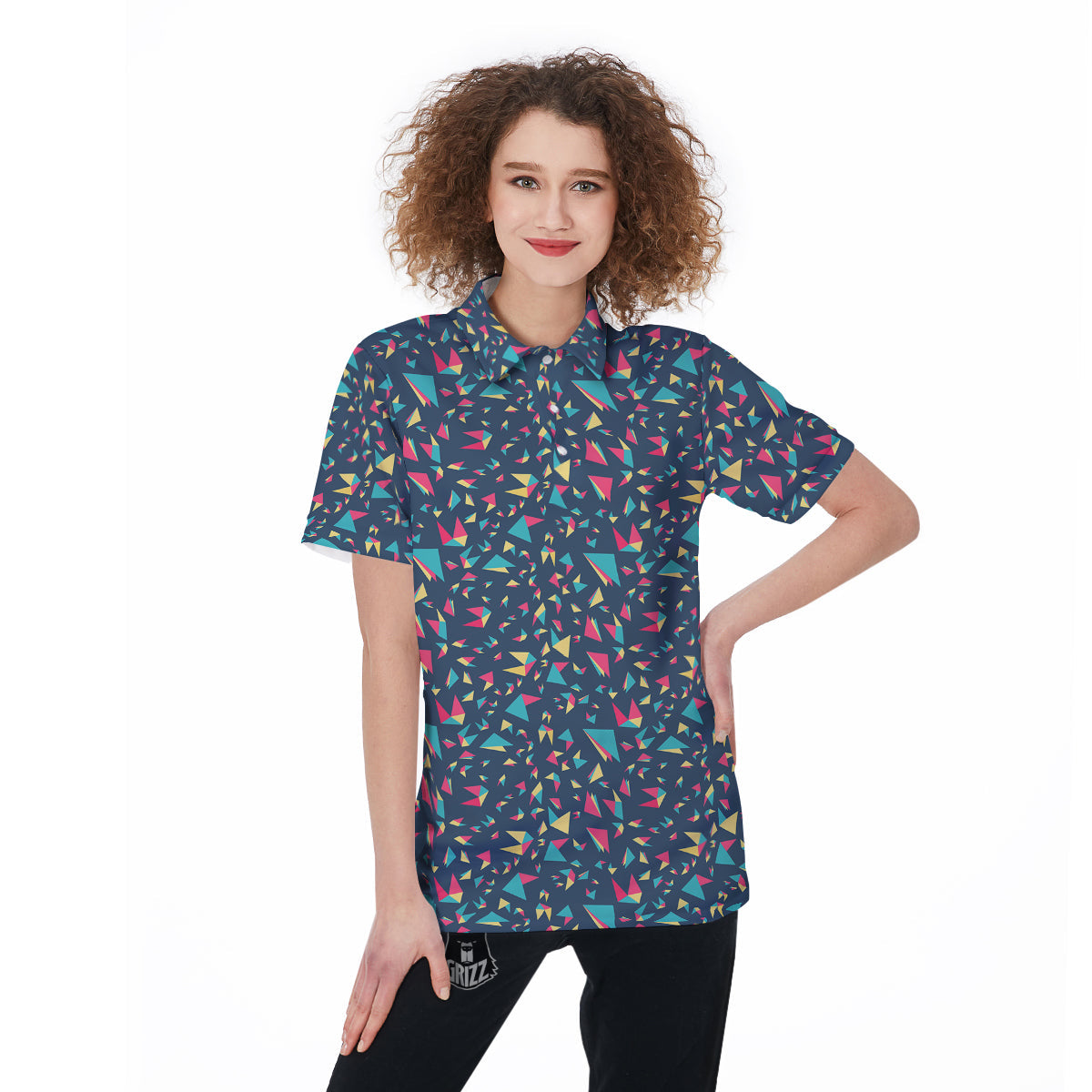 Origami Crane Colorful Print Pattern Women's Golf Shirts-grizzshop