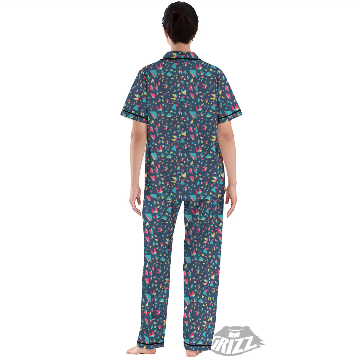 Origami Crane Colorful Print Pattern Women's Pajamas Set-grizzshop