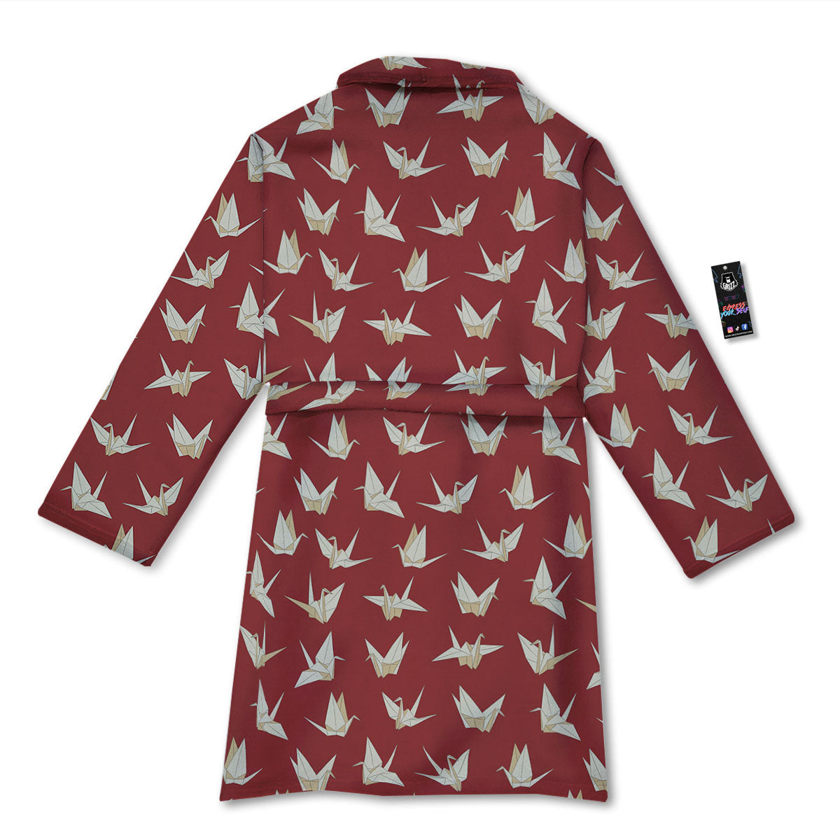 Origami Crane Japanese Print Pattern Bathrobe-grizzshop