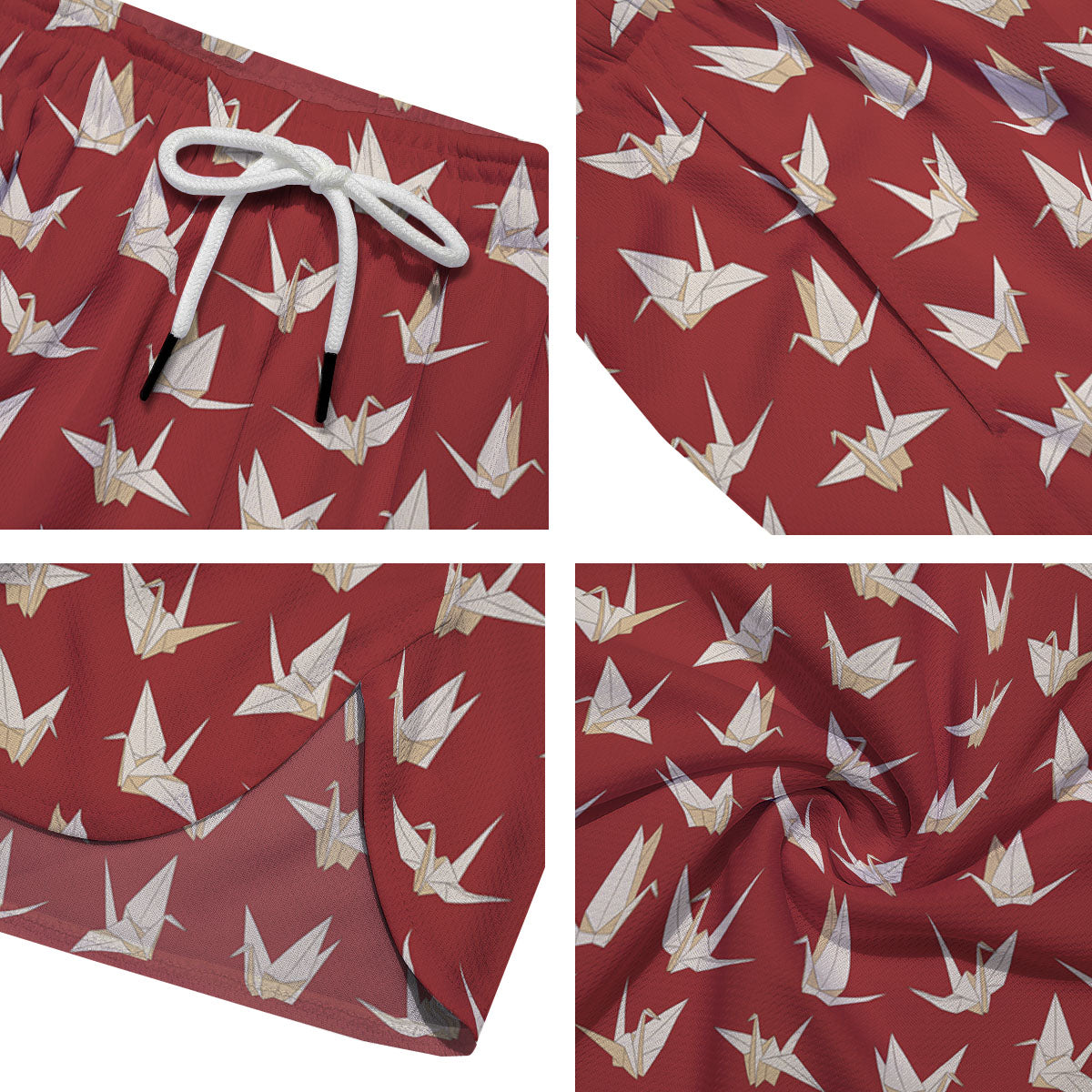 Origami Crane Japanese Print Pattern Men's Running Shorts-grizzshop