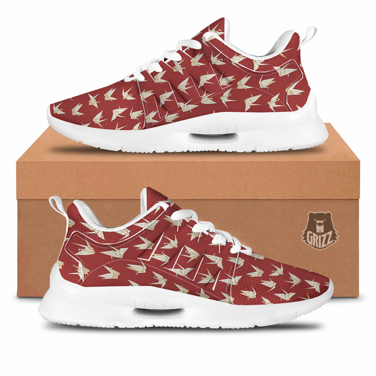 Origami Crane Japanese Print Pattern Tennis Shoes-grizzshop