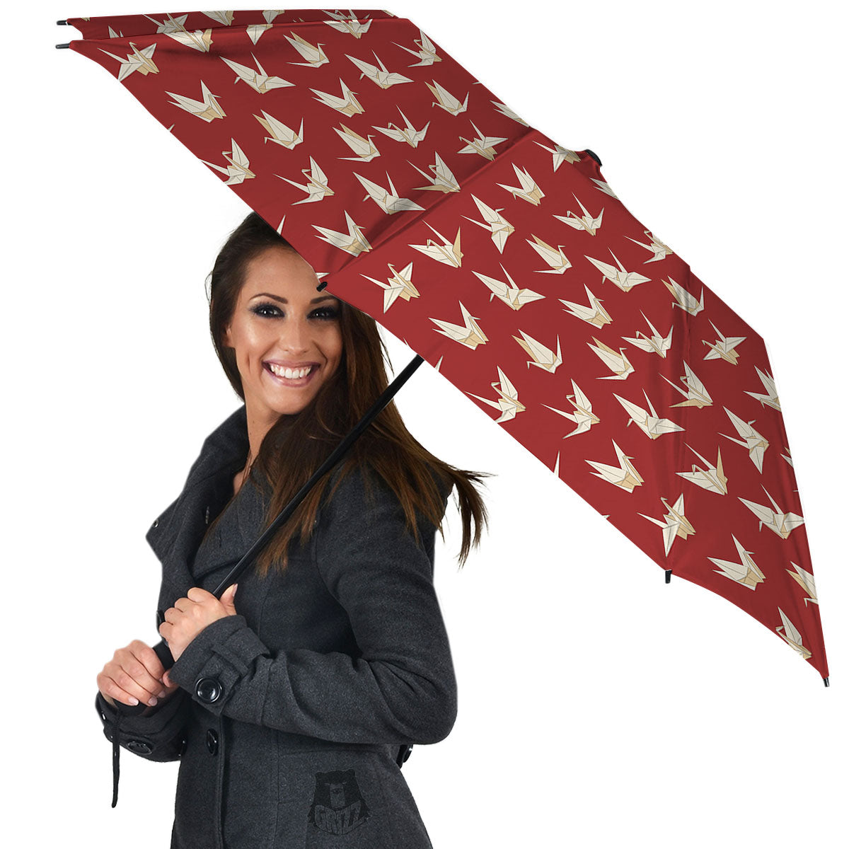 Origami Crane Japanese Print Pattern Umbrella-grizzshop