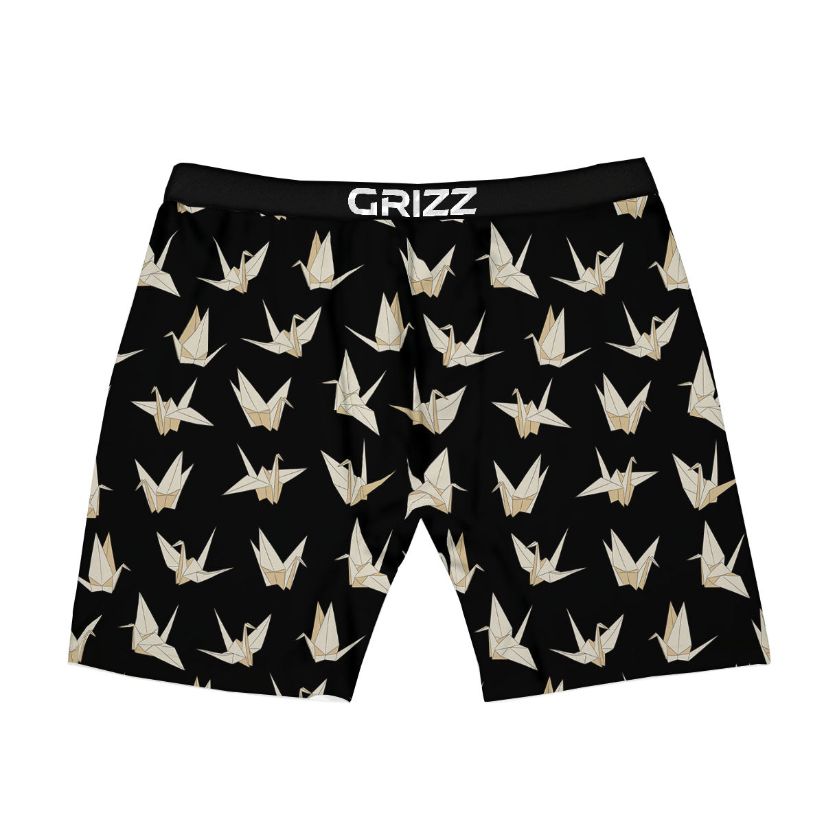 Origami White And Black Print Pattern Boxer Briefs-grizzshop