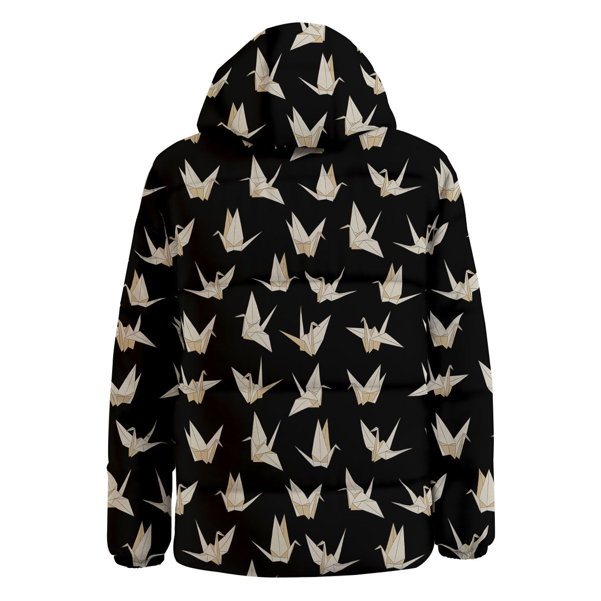 Origami White And Black Print Pattern Down Jacket-grizzshop