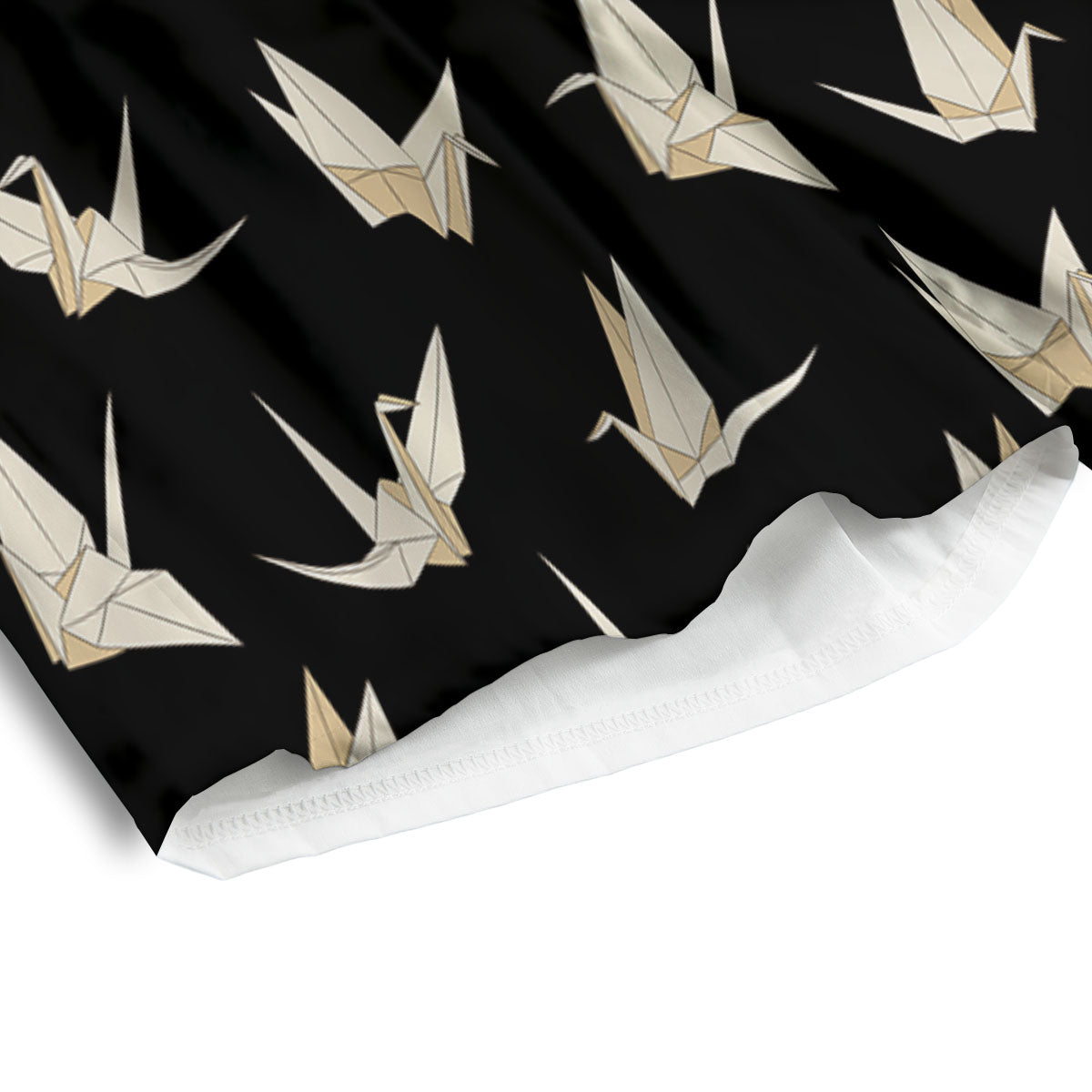 Origami White And Black Print Pattern Men's Athletic Shorts