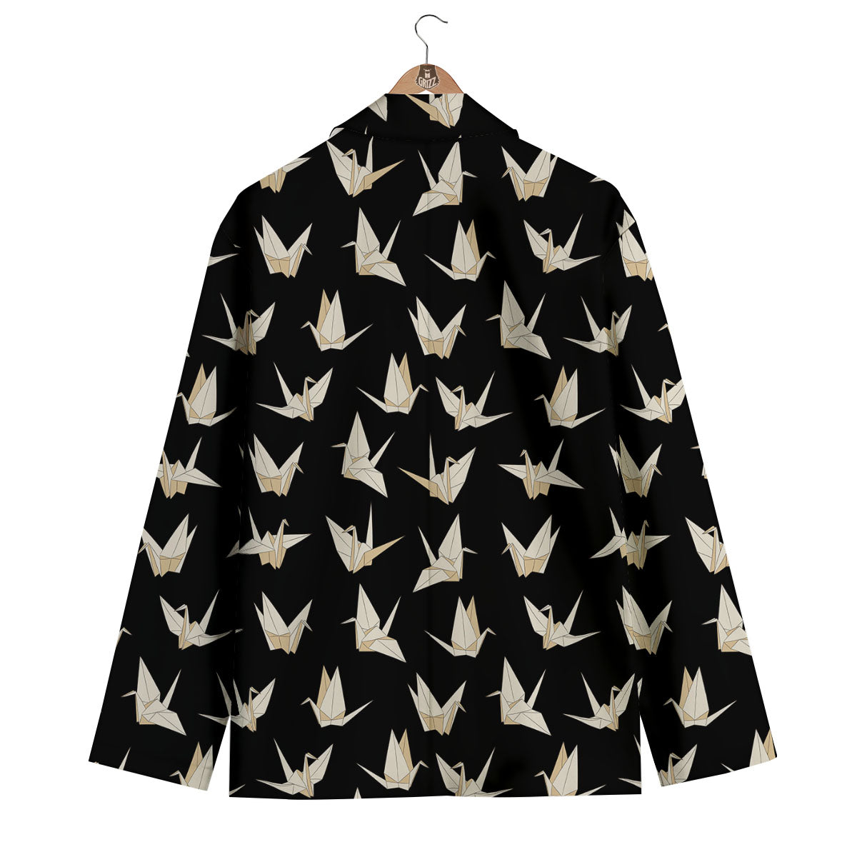 Origami White And Black Print Pattern Men's Blazer-grizzshop