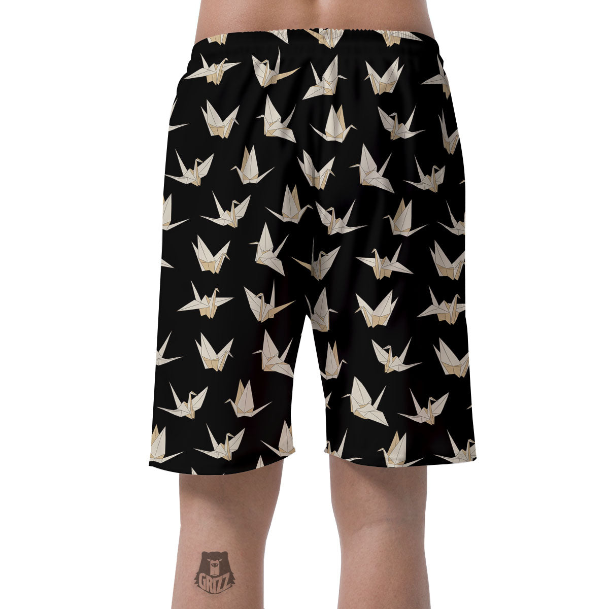 Origami White And Black Print Pattern Men's Shorts-grizzshop