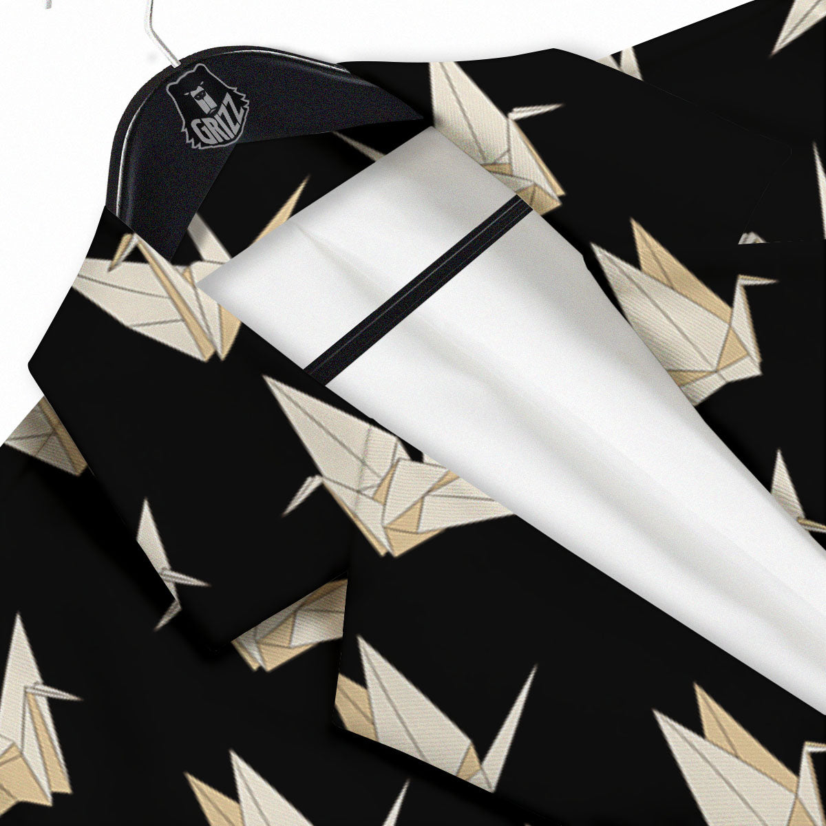 Origami White And Black Print Pattern Men's Sport Coat-grizzshop