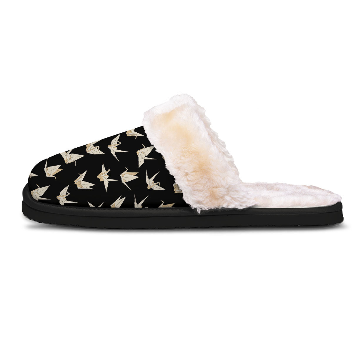 Origami White And Black Print Pattern Slippers-grizzshop
