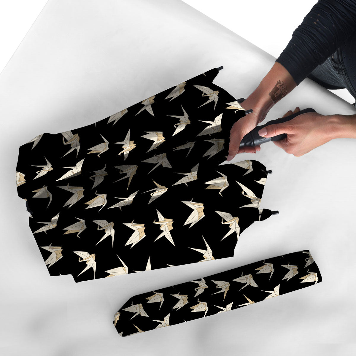 Origami White And Black Print Pattern Umbrella-grizzshop