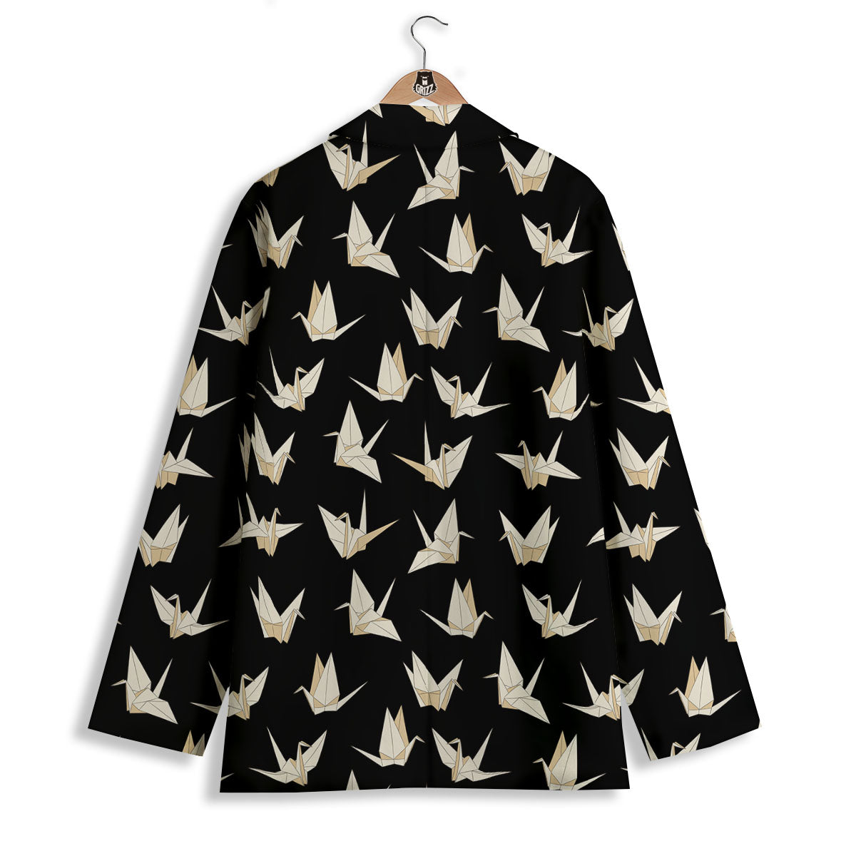 Origami White And Black Print Pattern Women's Blazer-grizzshop