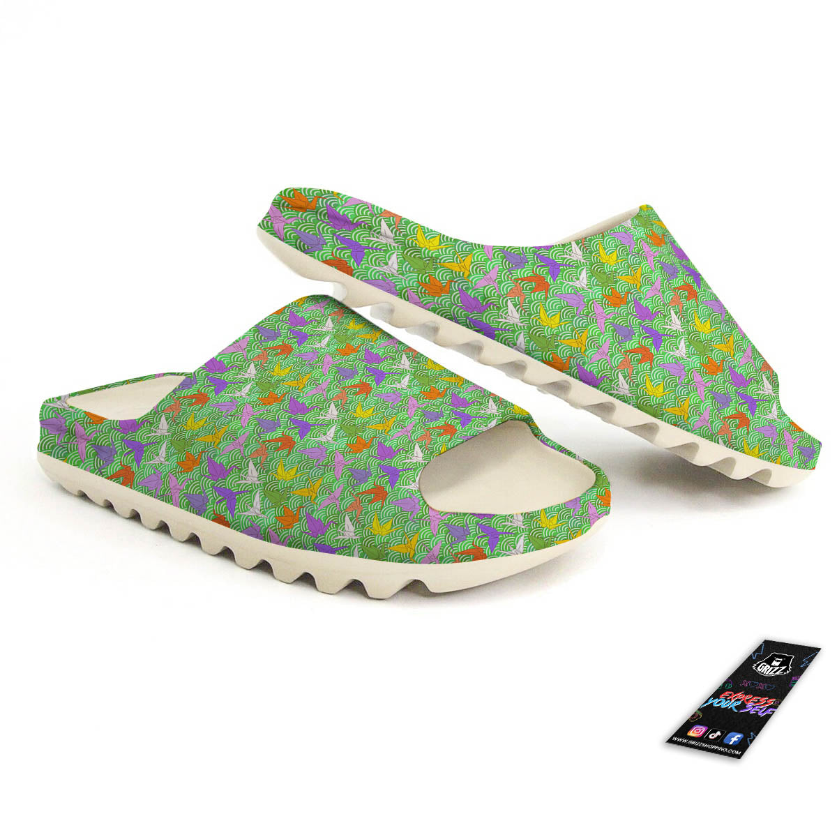 Origami Bird Colorful Print Pattern Sandals-grizzshop