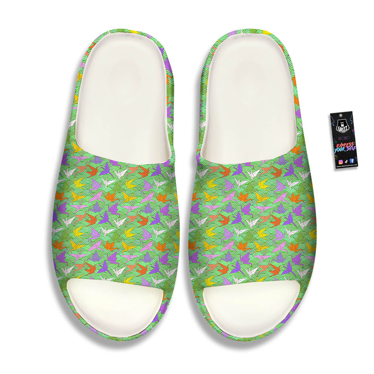 Origami Bird Colorful Print Pattern Sandals-grizzshop