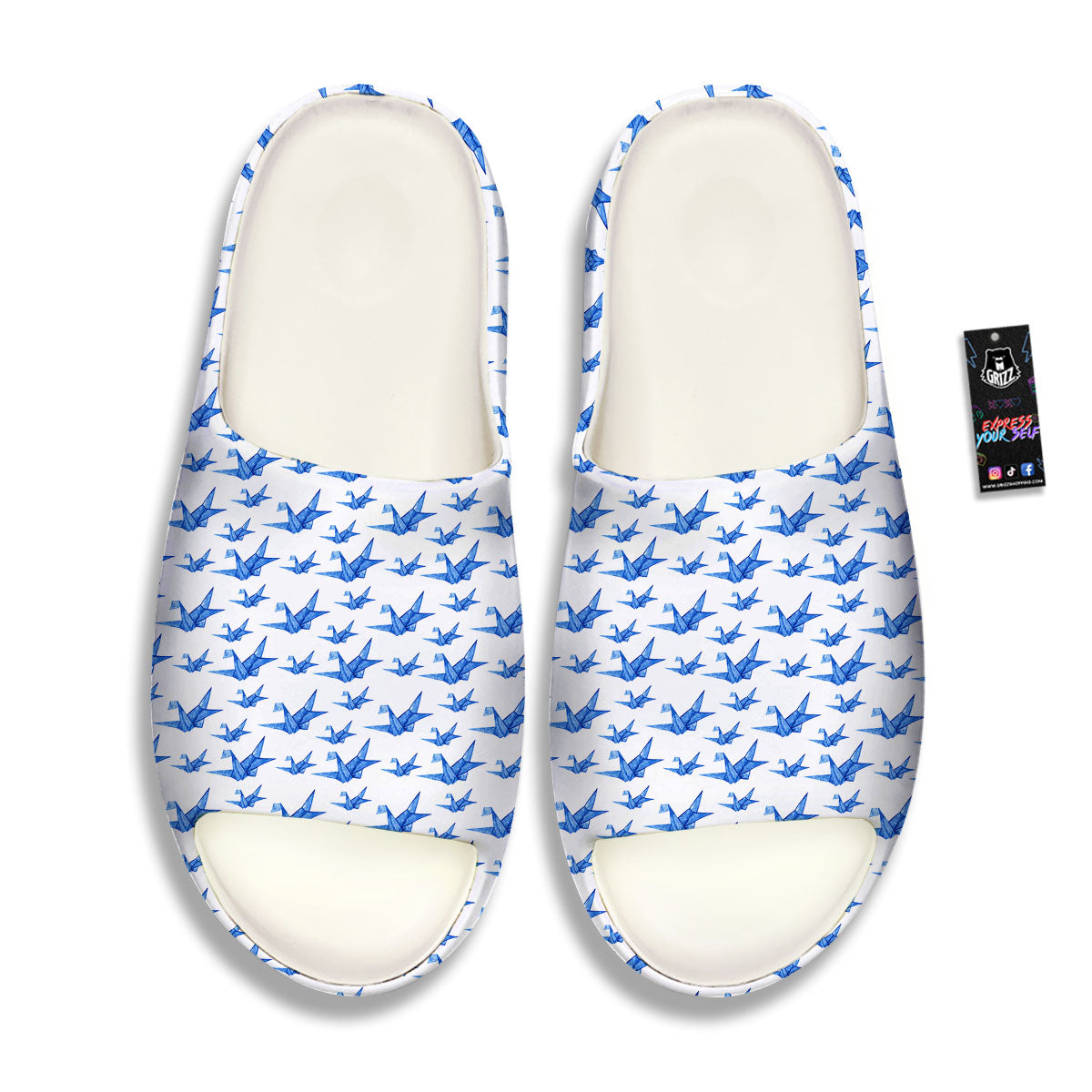 Origami Crane Blue Print Pattern Sandals-grizzshop