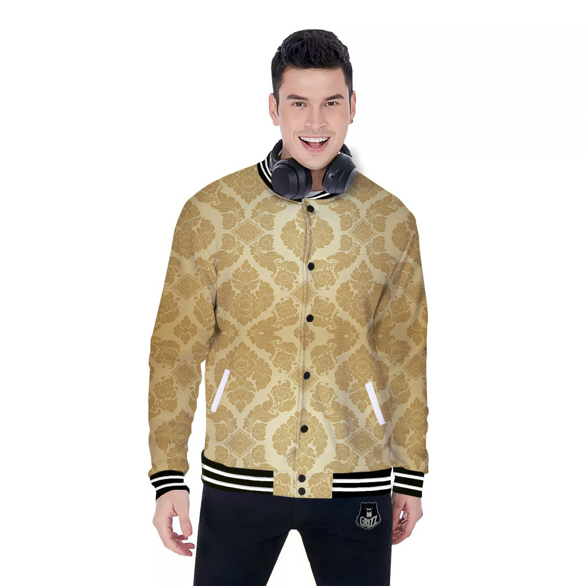 Ornament Thai Print Pattern Baseball Jacket-grizzshop