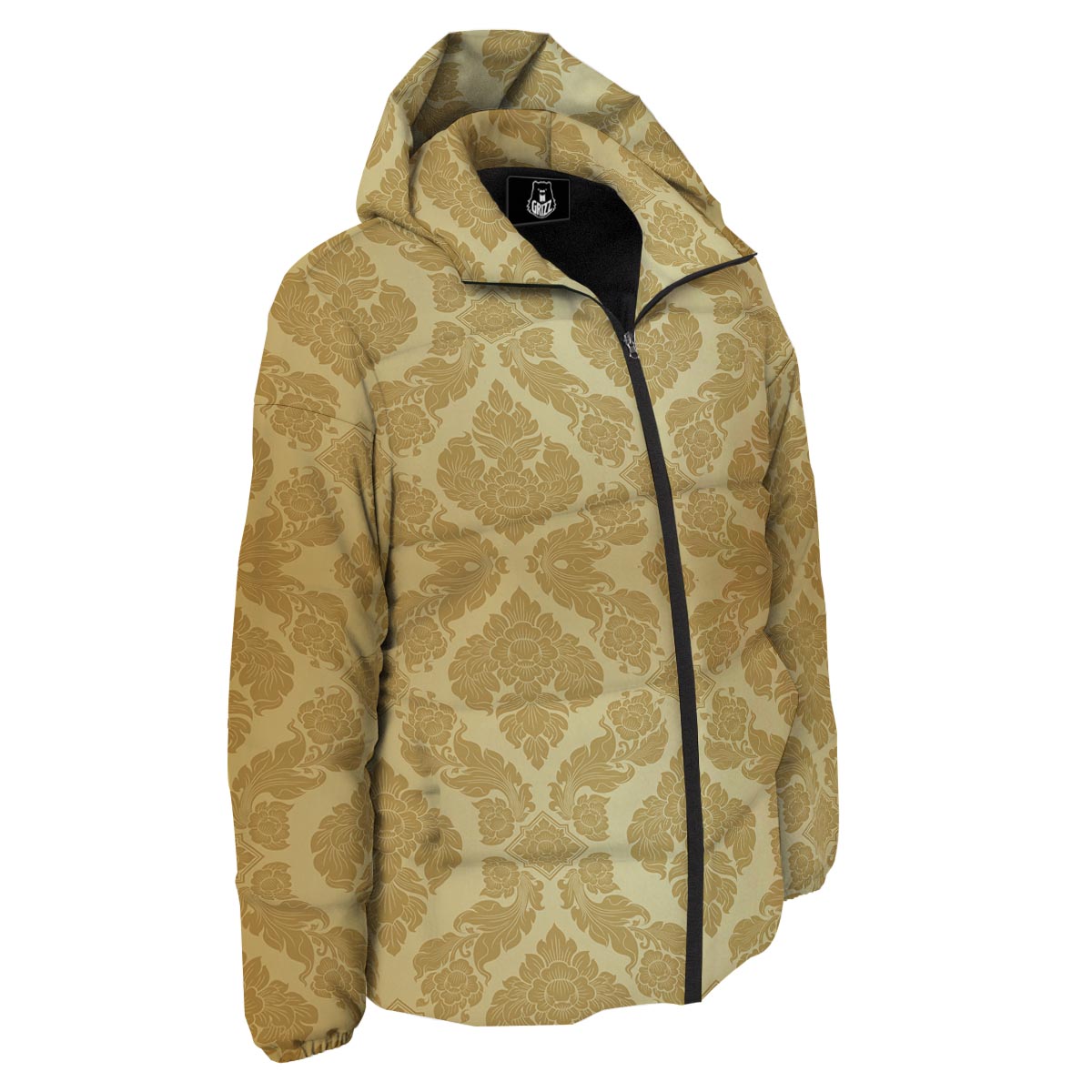 Ornament Thai Print Pattern Down Jacket-grizzshop
