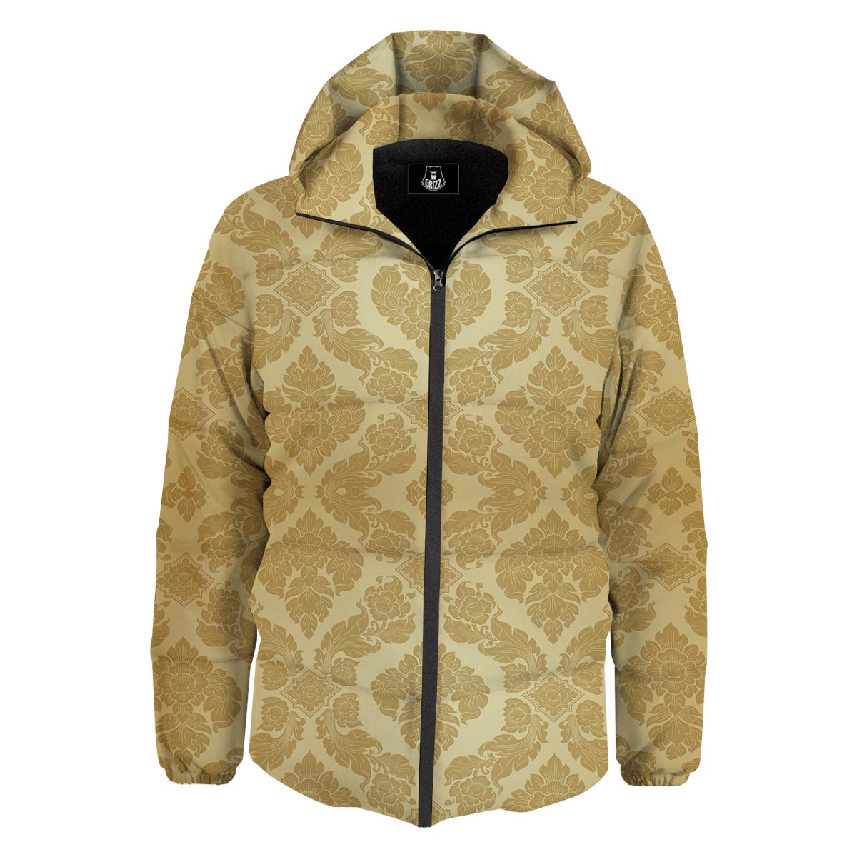 Ornament Thai Print Pattern Down Jacket-grizzshop