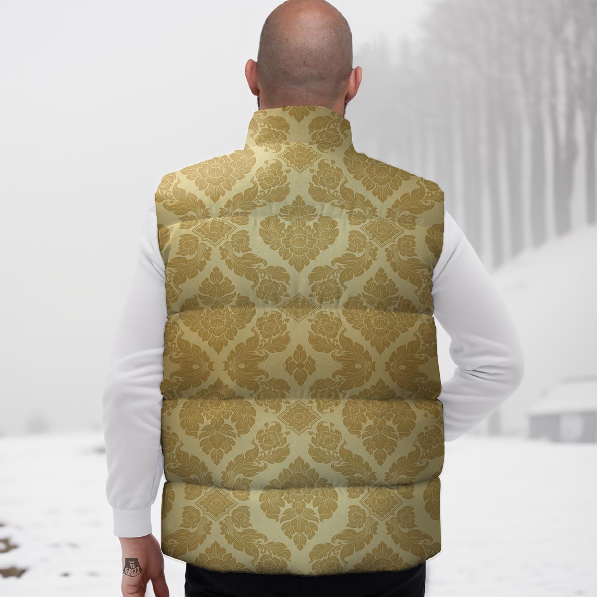 Ornament Thai Print Pattern Down Vest-grizzshop