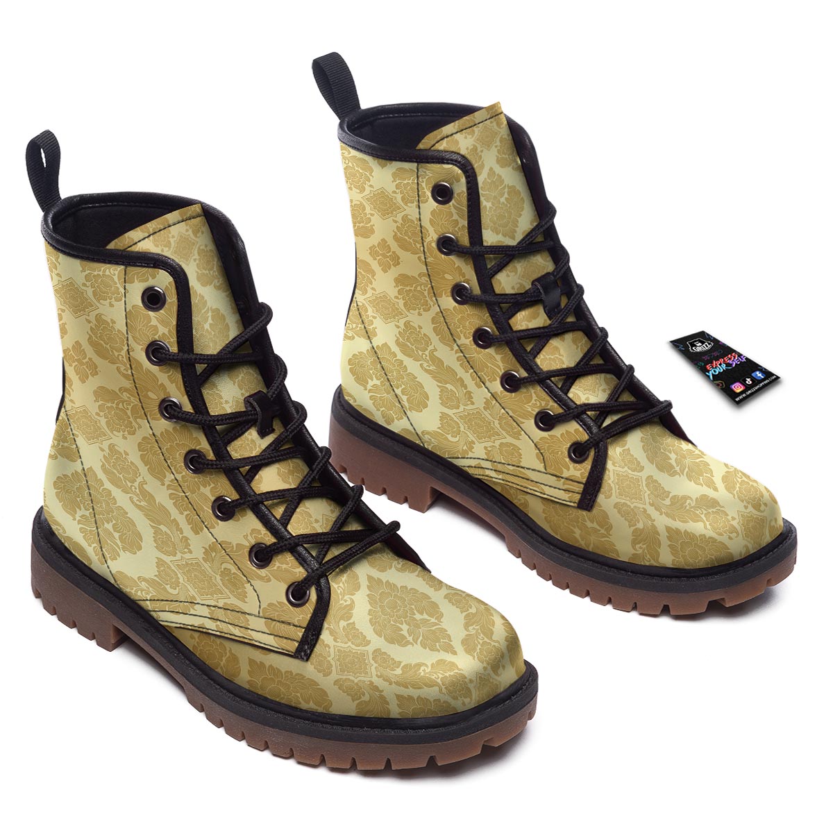 Ornament Thai Print Pattern Work Boots-grizzshop