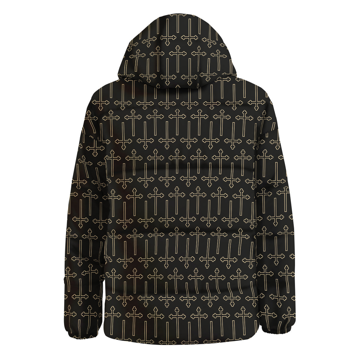Orthodox Beige And Black Print Pattern Down Jacket-grizzshop