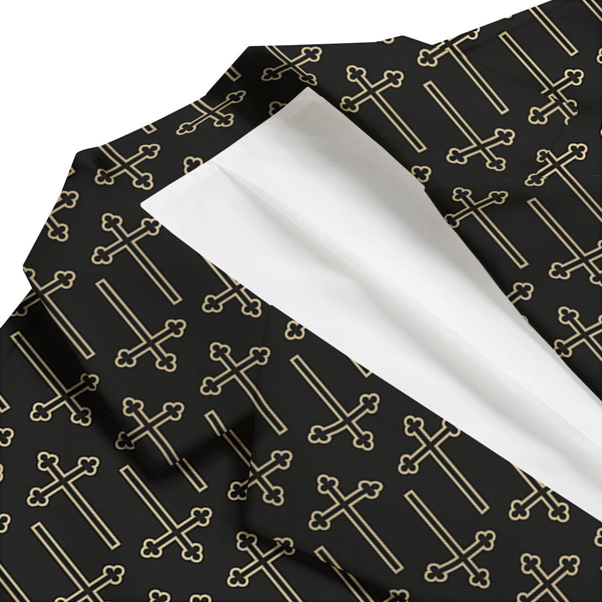 Orthodox Beige And Black Print Pattern Men's Blazer-grizzshop