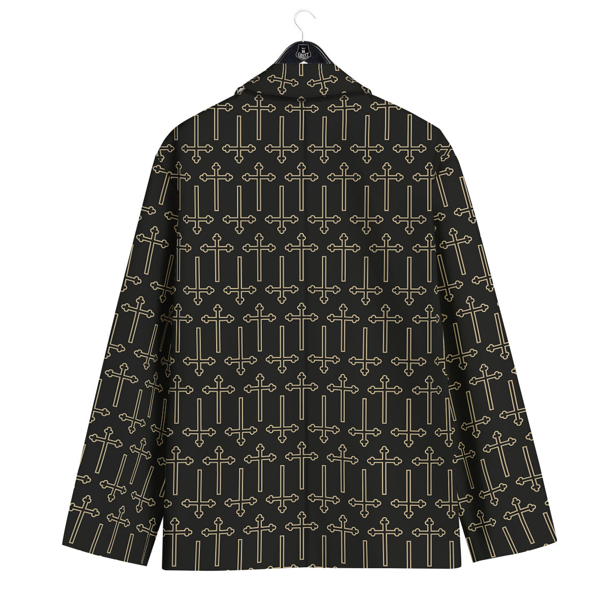Orthodox Beige And Black Print Pattern Men's Sport Coat-grizzshop