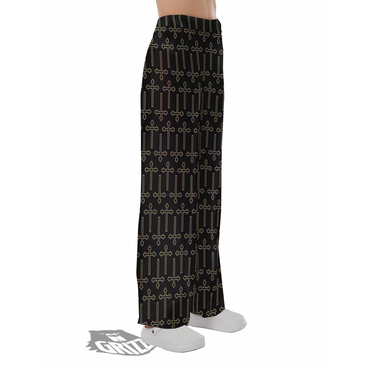 Orthodox Beige And Black Print Pattern Pajama Pants-grizzshop