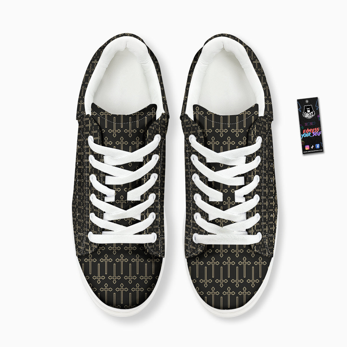 Orthodox Beige And Black Print Pattern Platform Shoes-grizzshop