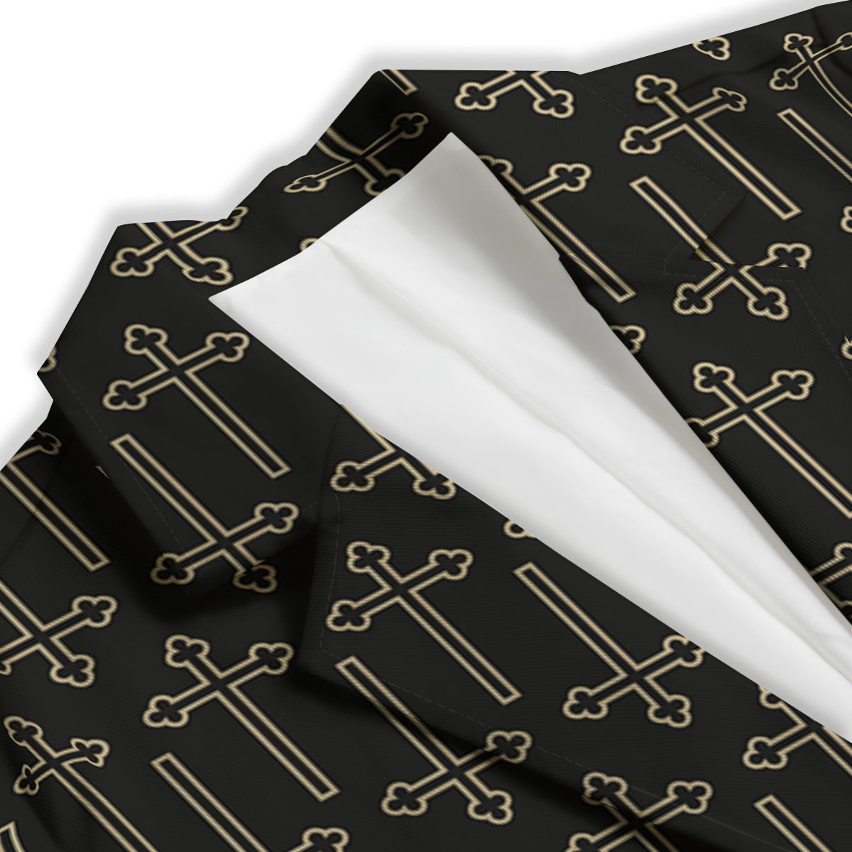 Orthodox Beige And Black Print Pattern Women's Blazer-grizzshop