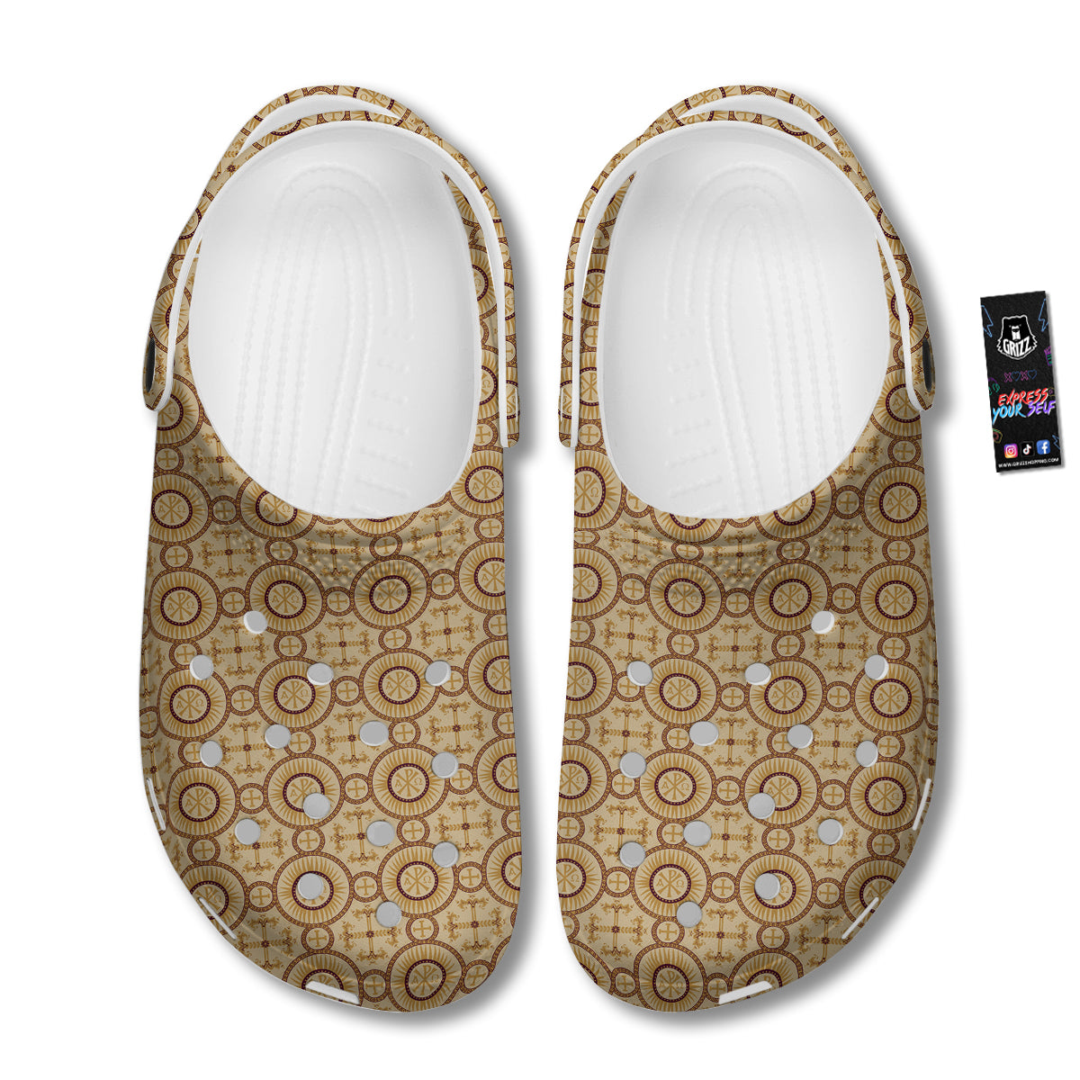 Orthodox Black And Beige Print Pattern Clog-grizzshop