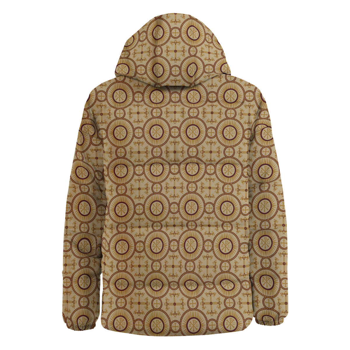 Orthodox Black And Beige Print Pattern Down Jacket-grizzshop