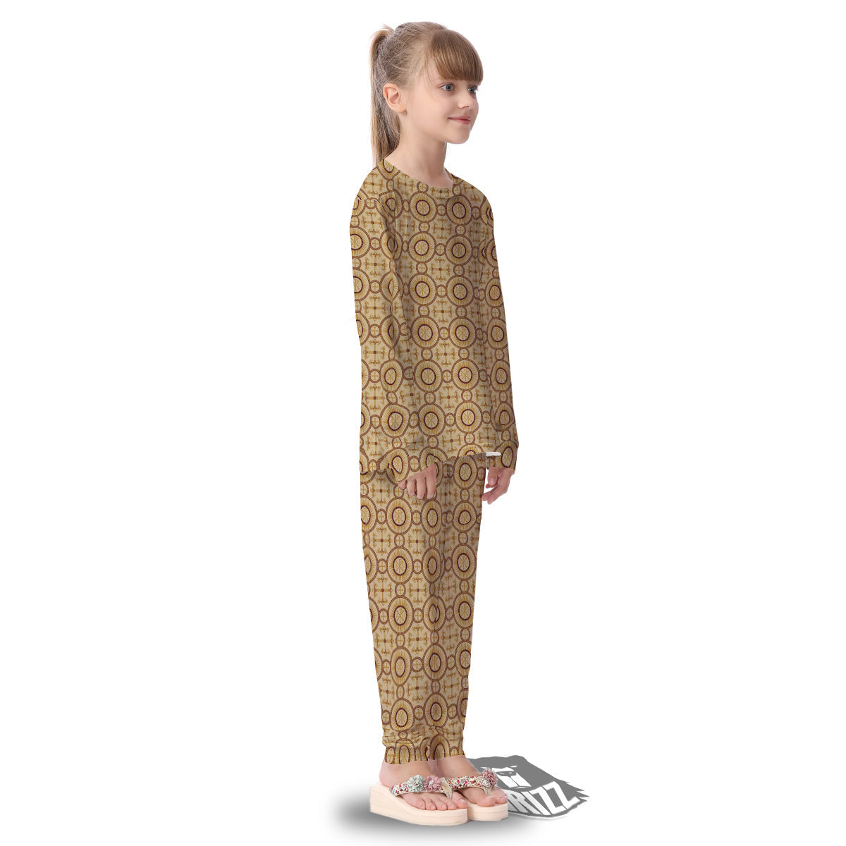 Orthodox Black And Beige Print Pattern Kid's Pajamas-grizzshop