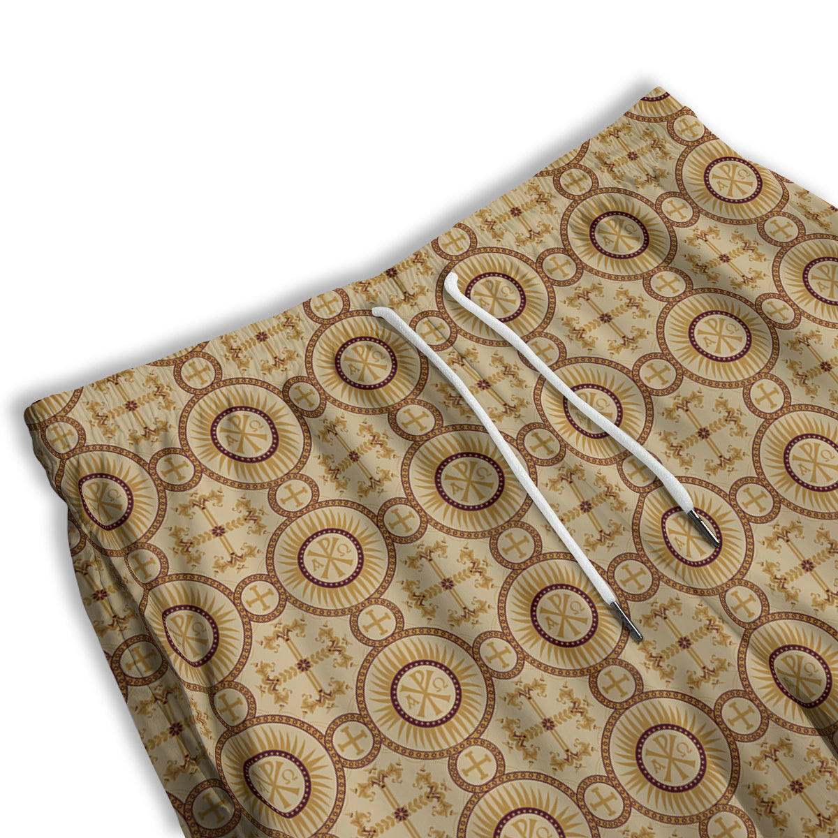 Orthodox Black And Beige Print Pattern Men's Athletic Shorts