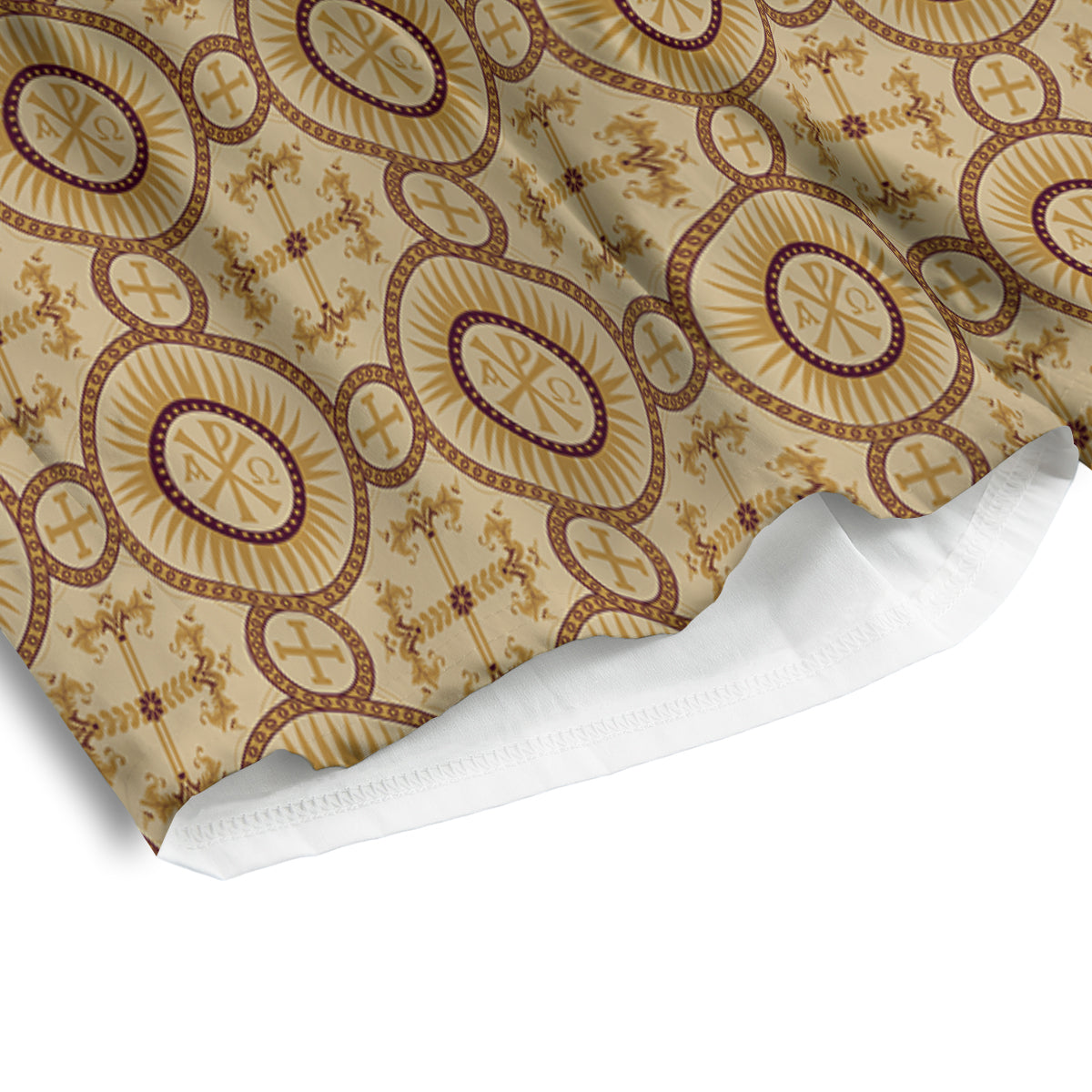 Orthodox Black And Beige Print Pattern Men's Athletic Shorts