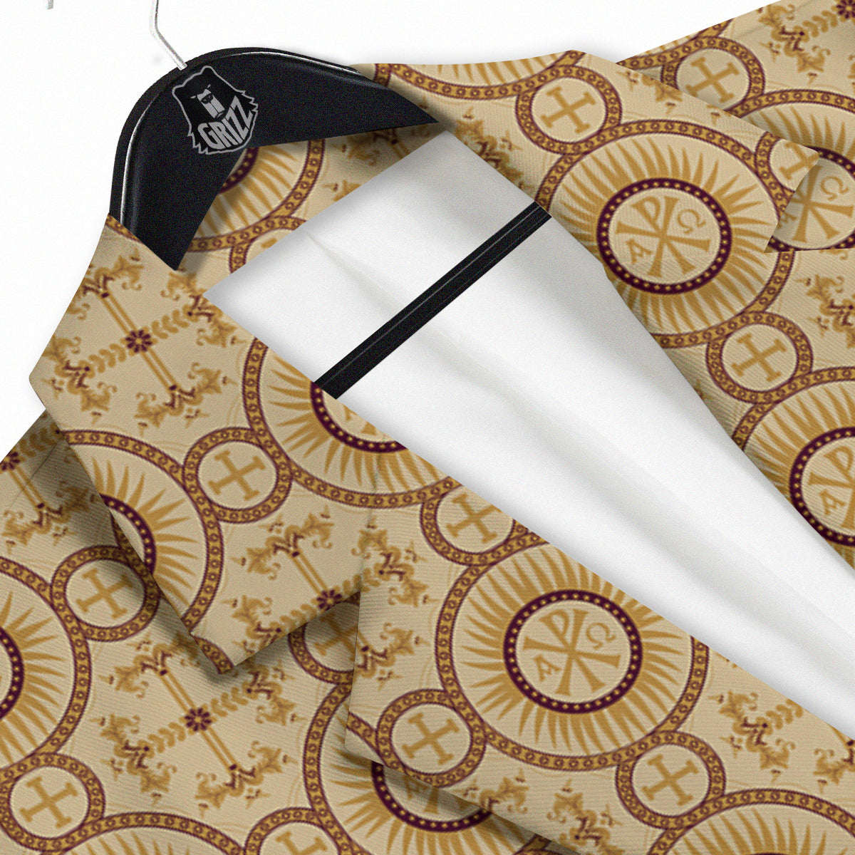 Orthodox Black And Beige Print Pattern Men's Sport Coat-grizzshop