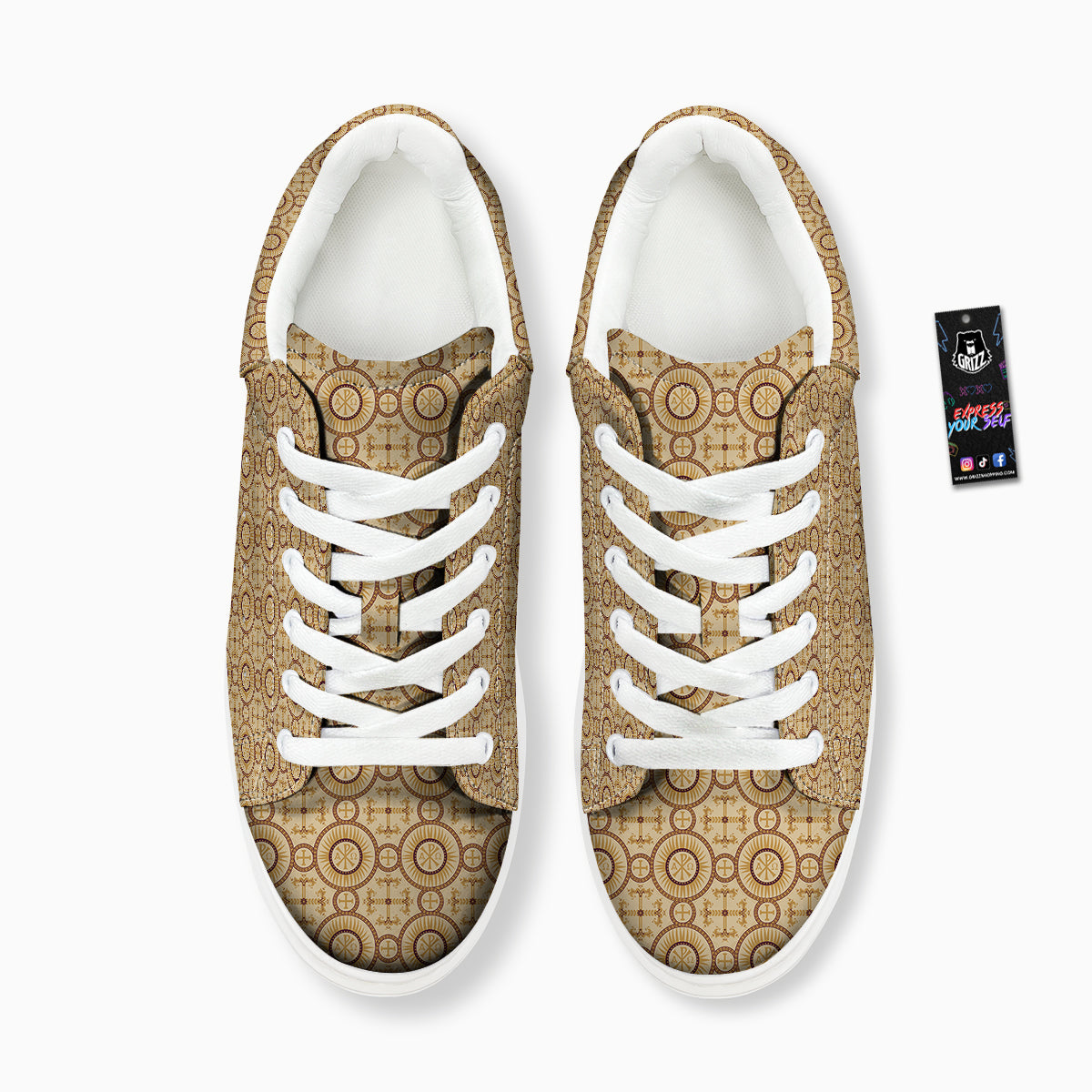 Orthodox Black And Beige Print Pattern Platform Shoes-grizzshop