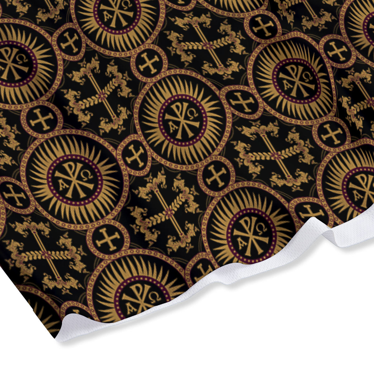 Orthodox Black And Gold Print Pattern Mesh Shorts
