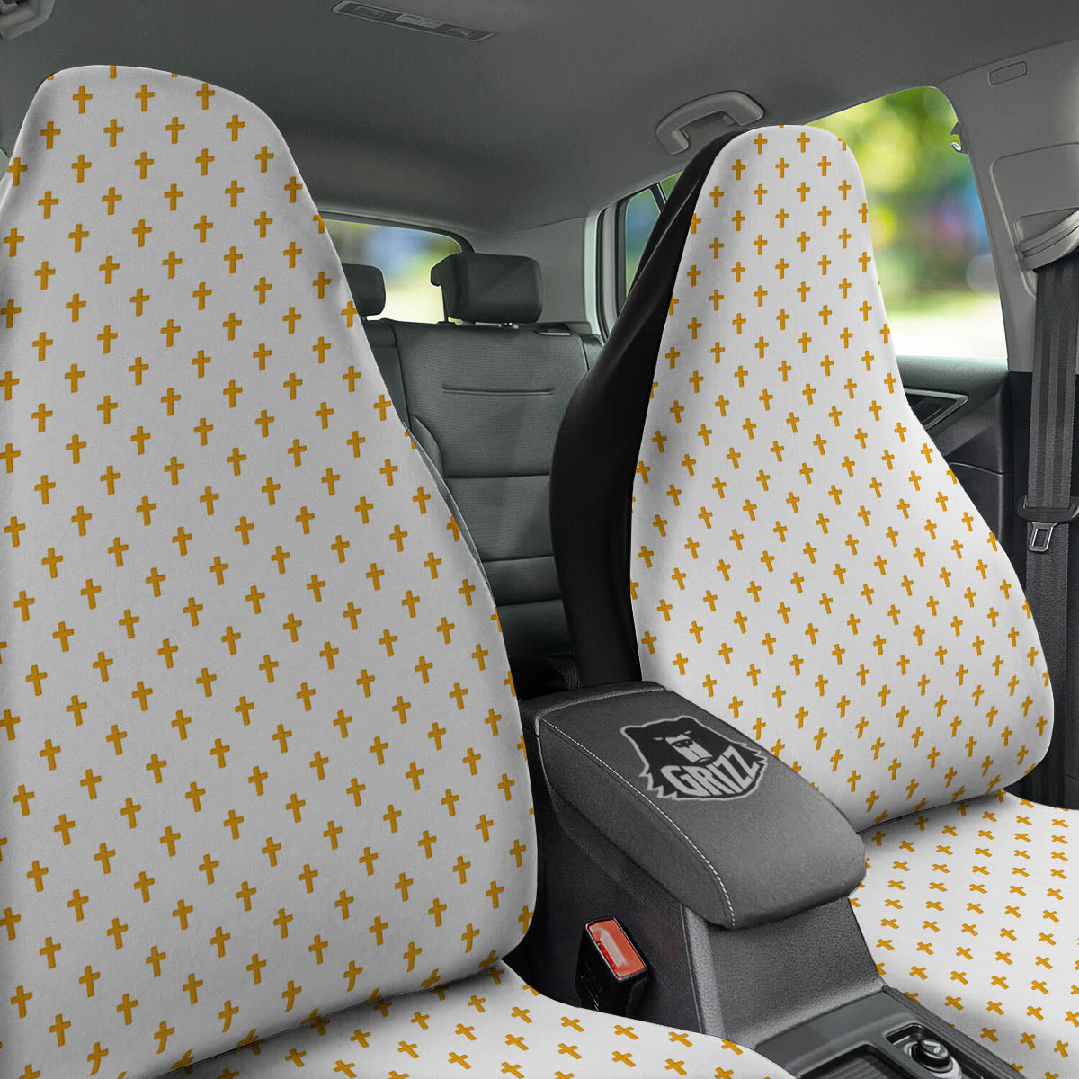 Orthodox Cross Print Pattern Car Seat Covers-grizzshop