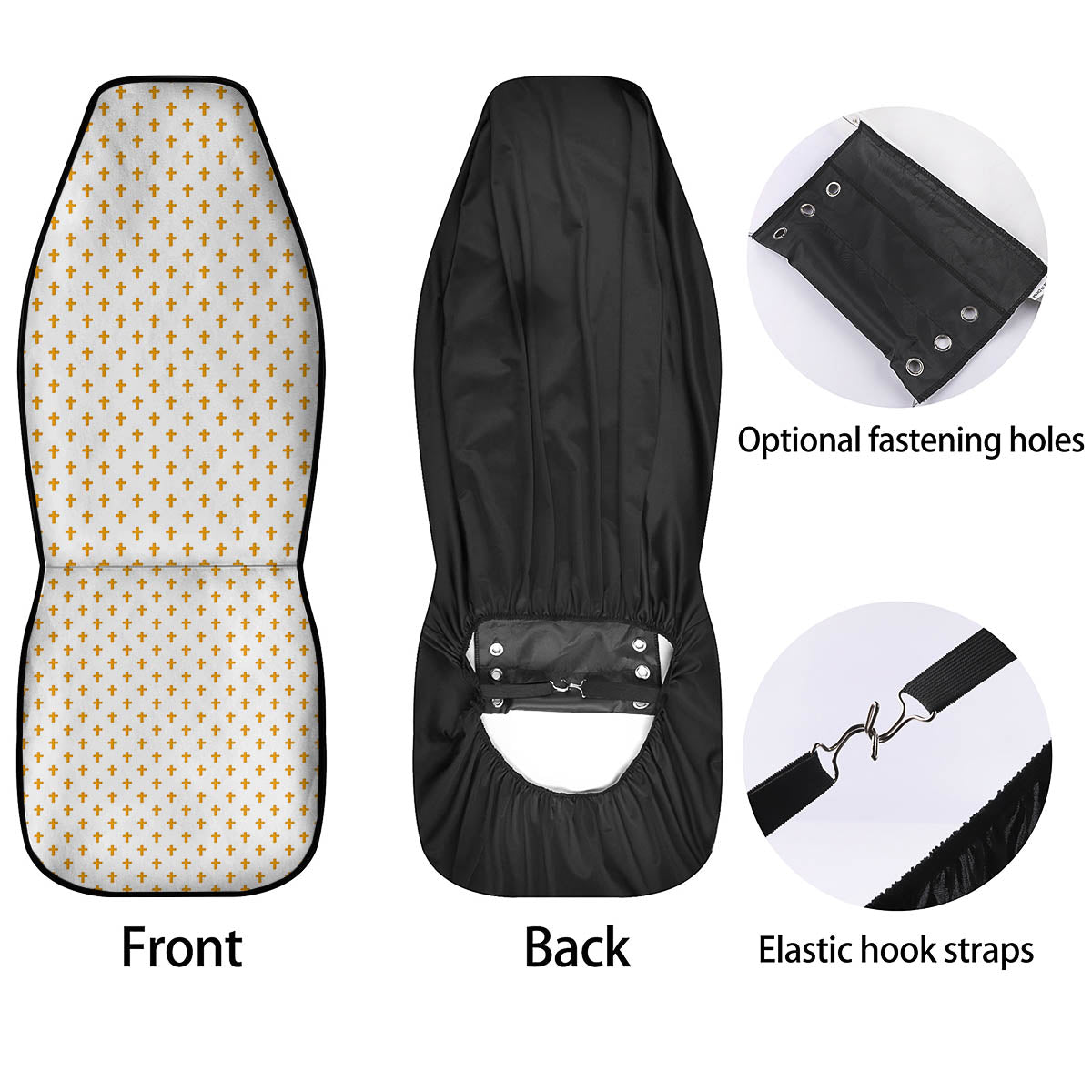 Orthodox Cross Print Pattern Car Seat Covers-grizzshop