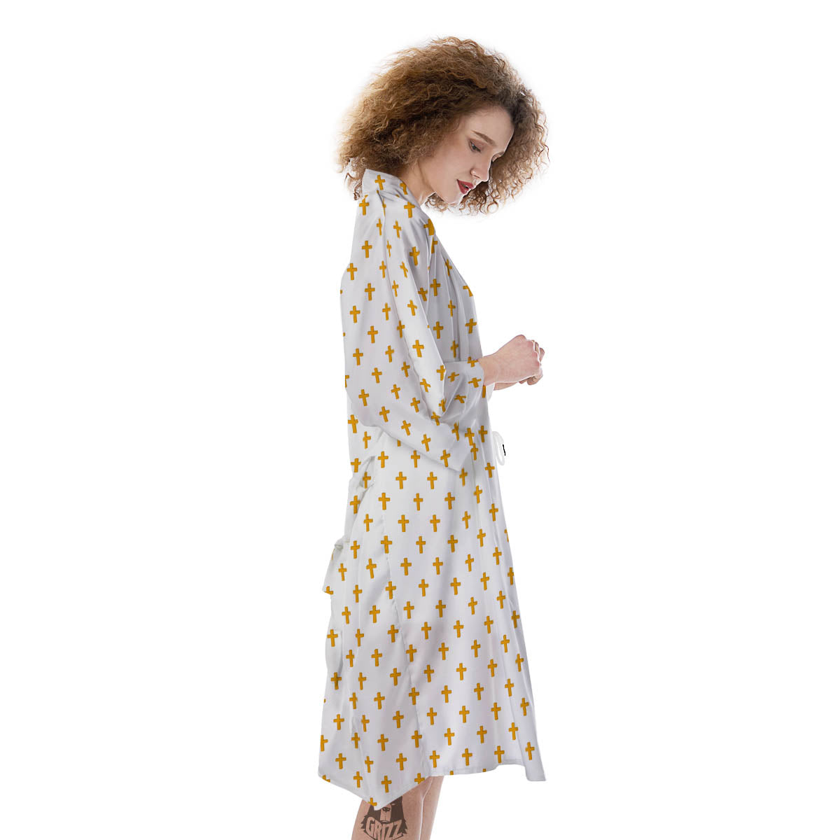 Orthodox Cross Print Pattern Kimono-grizzshop