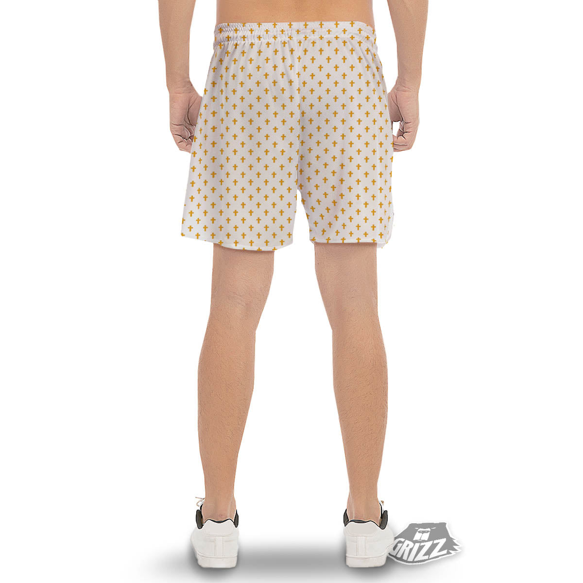 Orthodox Cross Print Pattern Men's Gym Shorts-grizzshop