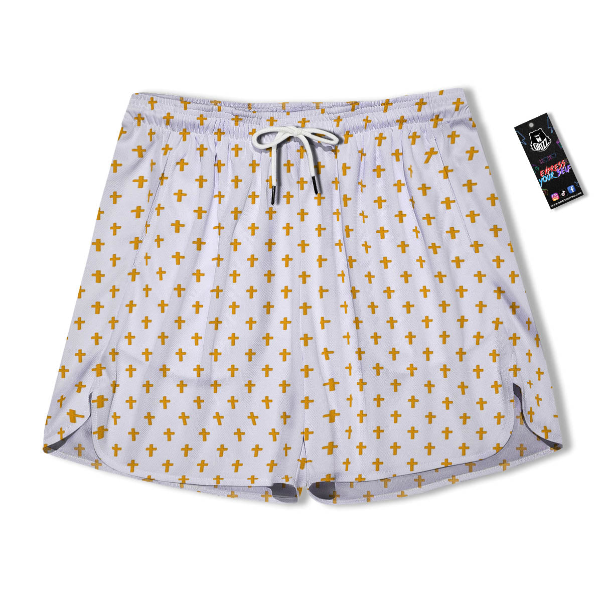 Orthodox Cross Print Pattern Men's Running Shorts-grizzshop