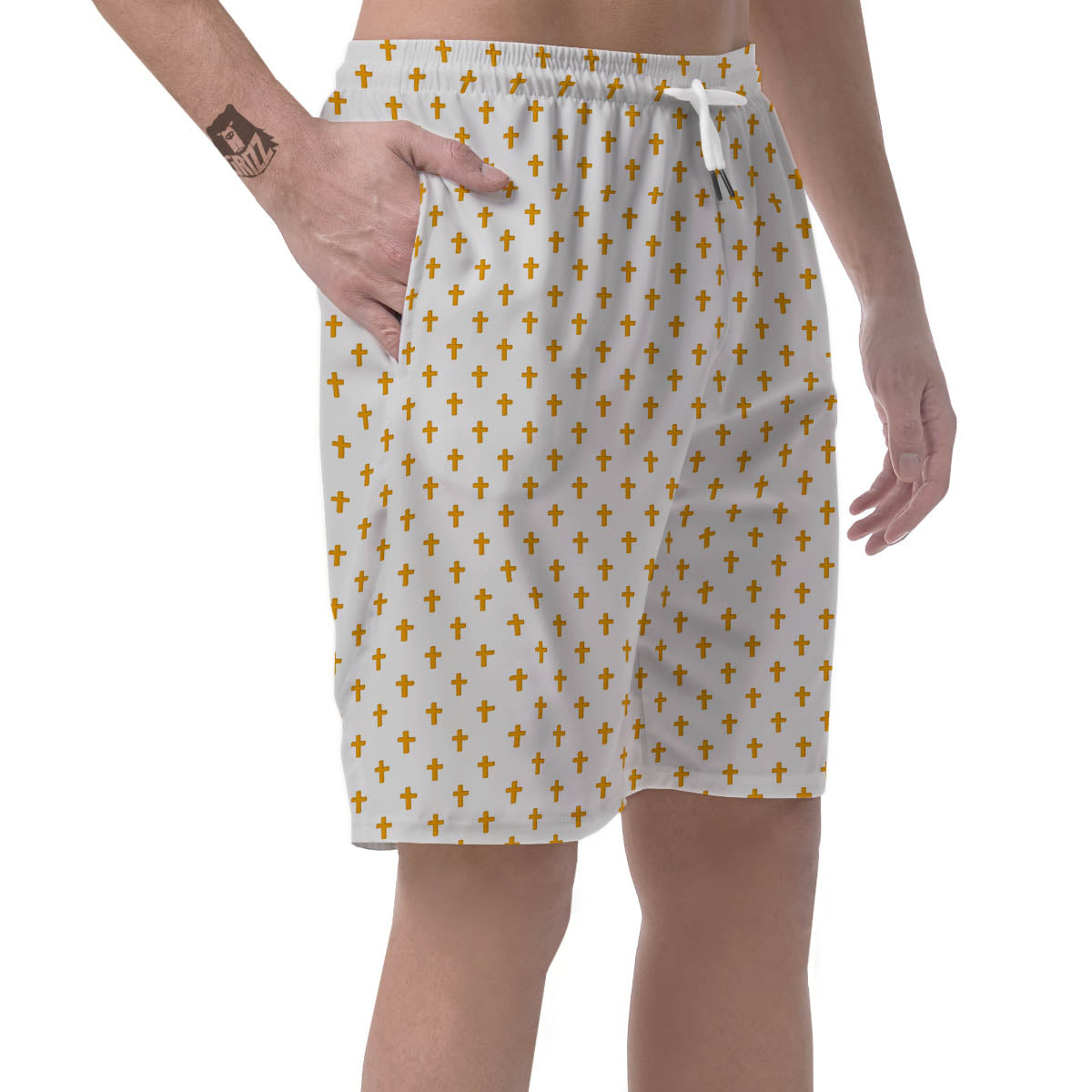 Orthodox Cross Print Pattern Men's Shorts-grizzshop