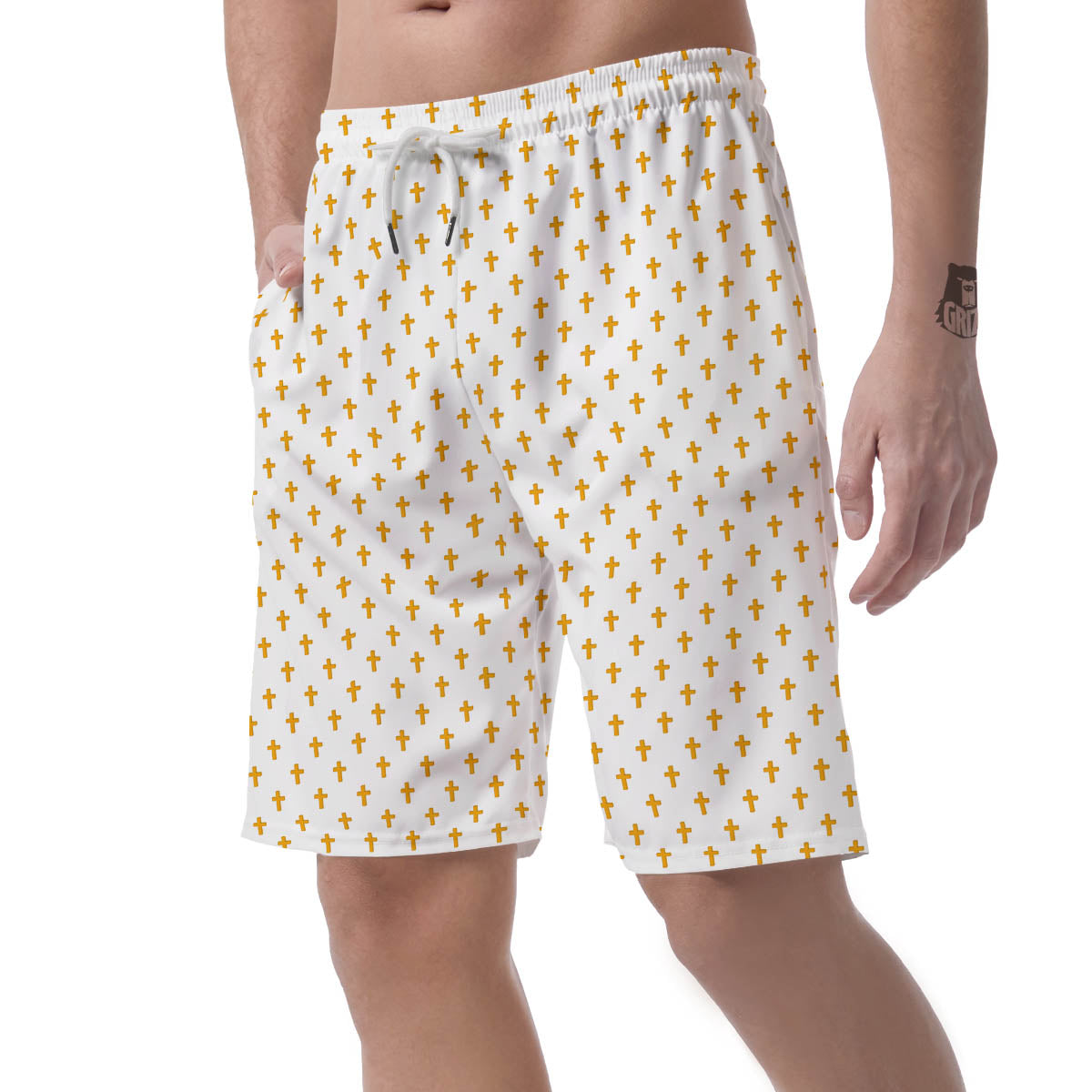 Orthodox Cross Print Pattern Men's Shorts-grizzshop