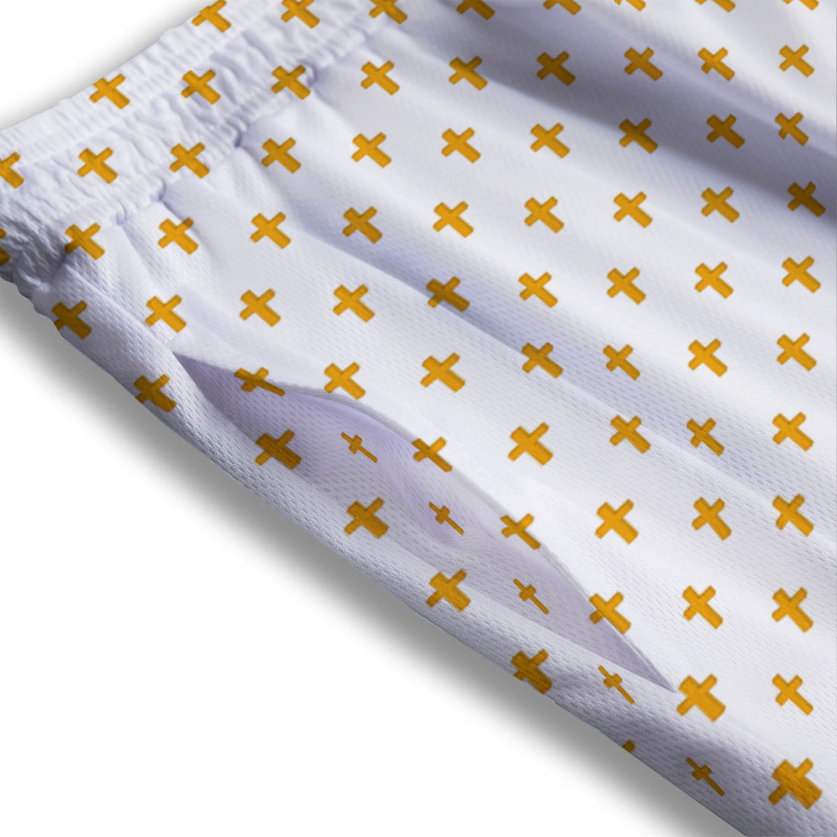 Orthodox Cross Print Pattern Mesh Shorts-grizzshop