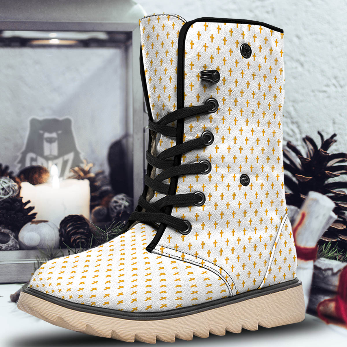 Orthodox Cross Print Pattern Snow Boots-grizzshop