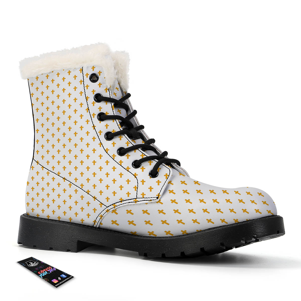 Orthodox Cross Print Pattern Winter Boots-grizzshop